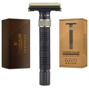 VIKINGS BLADE Adjustable Double Edge Safety Razor + Luxury Case. Smooth, Reusable, Eco-Friendly (The Emperor Augustus)