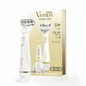 Gillette Venus Radiant Skin Moisturizing Womens Razor For Dry And Sensitive Skin With Olay Moisturizer Dispenser, 1 Serum, And 1 Razor Blade Refill