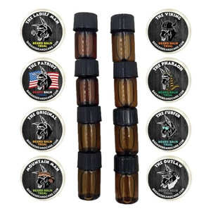Badass Beard Care Trial Kit For Men - 8 Packs, Trial Sizes of Beard Balm & Beard Oil