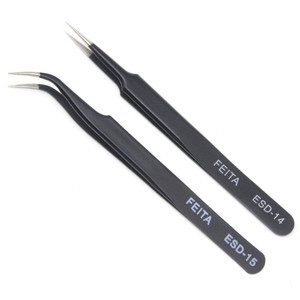 Eyelash Tweezers - FEITA Precision Eyelash Extension Tweezers Set - Professional Straight & Curved Pointed Very Fine Tip Tweezers for Lash Extensions