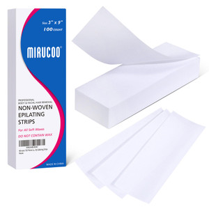Mirucoo 100 Pieces Large Non-woven Wax Strips for Body and Facial Hair Removal, 3 Inches x 9 Inches Salon Quality Epilating Strips