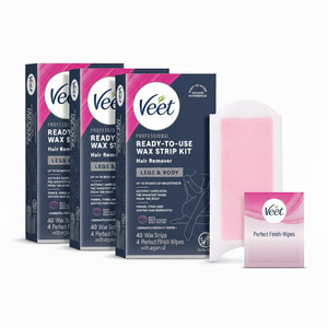 Veet Leg and Body Hair Remover Cold Wax Strips, 40 ct (Pack of 3)