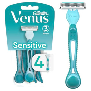 Gillette Venus Simply 3 Sensitive Women's Disposable Razors, Pack of 1 with 4 razors