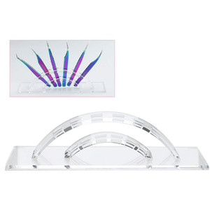 BNP Tweezers Display Stand Durable Acrylic Eyelash Extension Tools Holder Tweezer Transparent Scraper Organize Rack 6 Holes White