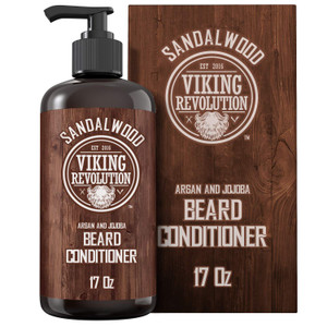 Viking Revolution Beard Conditioner w/Argan & Jojoba Oils - Softens & Strengthens - Sandalwood Scent - Beard Conditioner w/Beard Oil (17oz Conditione