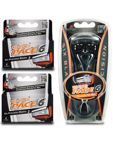 Dorco Pace 6 - Six Blade Razor Blade System - Value Pack (10 Pack + 1 Handle)