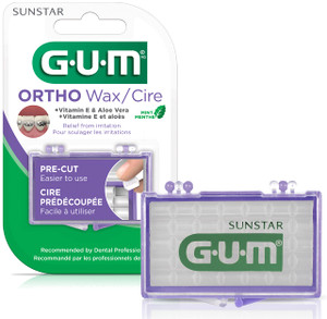GUM Orthodontic Wax for Braces and Dental Devices - Soothing Dental Wax with Vitamin E and Aloe Vera - Clear Color and Refreshing Mint Flavor (Pack o