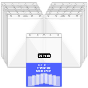 20 Pcs Heavy Duty Sheet Protectors 8.5 x 11 Clear, Heavy Weight Sheet Protectors, Job Ticket Holders, Shop Ticket Holders, Work Order Sleeves Waterpr