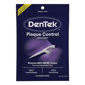 Dentek Floss Picks, X-Shaped Cross Flosser, Plaque Control Dental Floss Picks, 75 Count
