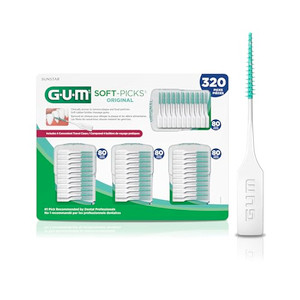 GUM Soft-Picks Original, Easy to Use Dental Picks for Teeth Cleaning and Gum Health, Disposable Interdental Brushes with Convenient Carry Case, Denti
