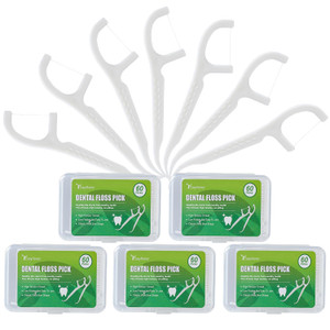 Dental Floss Picks, 5 Travel Floss Cases 300 Counts Dental Flossers,Floss Sticks,Tooth Floss,Dental Sticks,Dental Picks Disposable,Teeth Flossers Pic