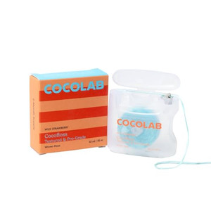 Cocofloss Woven Dental Floss, Dentist-Designed Oral Care, Strawberry Scent, Waxed, Expanding, Kid-Friendly String Floss with Coconut Oil, 1 Spool (33