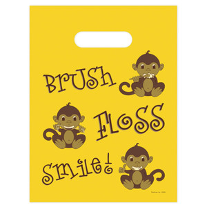 Brush Floss Smile Monkey Dental Giveaway Bags, 9" x 12", Pack of 100