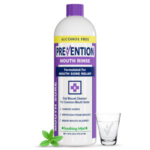 Prevention Mouth Sore Mouth Rinse, Canker Sore Treatment, Oral Pain Relief Mouthwash for Ulcers and Sores, Braces, with Hydrogen Peroxide, Alcohol-Fr