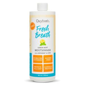 Oxyfresh Lemon Mint Fresh Breath Mouthwash  Bad Breath Treatment  SLS & Fluoride Free  Alcohol Free, Gentle Nonburning with Xylitol & Essential Oi