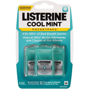 Listerine Cool Mint Pocketpacks Breath Strips 288 Ct. (Pack of 4)