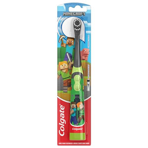 Colgate Kids Battery Powered Minecraft Toothbrush, Extra Soft Kids Battery Toothbrush with 1 AA Battery Included, Made for Ages 3 and Up, Features Ea