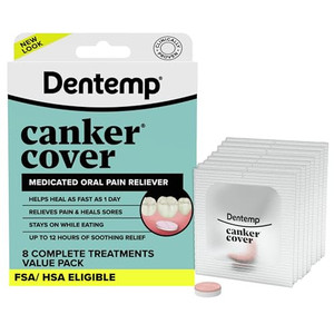 Dentemp Canker Cover - Canker Sore Medicine Pain Reliever (8 Count) - Canker Sore Treatment to Relieve Canker Pain, Mouth Sores & Mouth Irritation -
