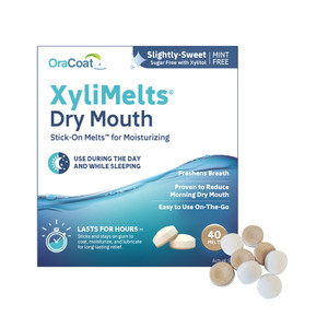 Oracoat XyliMelts for Dry Mouth Night Time or Day - Moisturizing Dry Mouth Adhering Discs, Sugar Free with Xylitol, 40 Count, Slightly-Sweet Flavor,