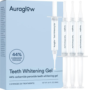 AuraGlow Teeth Whitening Gel Syringe Refill Pack, 44% Carbamide Peroxide, (3X) 5ml Syringes