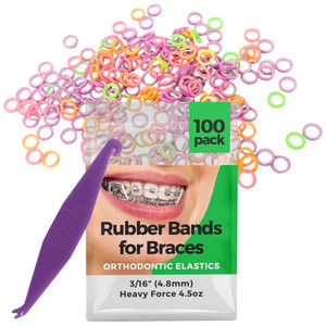 Orthodontic Rubber Bands for Braces - Premium Quality Elastic Teeth Rubber Bands for Braces, Fix Tooth Gaps, Dreadlocks, Includes Free Elastic Placer