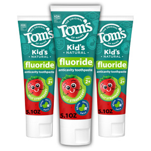 Tom's of Maine ADA Approved Fluoride Kids Toothpaste, Natural Toothpaste, Dye Free, No Artificial Preservatives, Silly Strawberry, 5.1 oz. 3-Pack (Pa