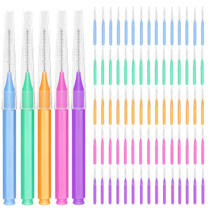 EasyHonor Braces Brush for Cleaner Interdental Toothpick Dental Tooth Flossing Head Oral Hygiene Flosser Cleaners Cleaning Tool (5Colors,75pcs)