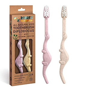 ANPEI ROARex Vegan Earth Friendly Kids Toothbrush Natural Dinosaurs Made from Plants | 100% Biodegradable and Compostable | 1% for The Planet Product