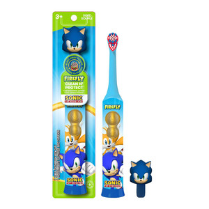 FIREFLY Clean N' Protect, Sonic The Hedgehog Toothbrush with 3D hygienic Cover, Premium Soft Bristles, Anti-Slip Grip Handle, Battery Included, Ages