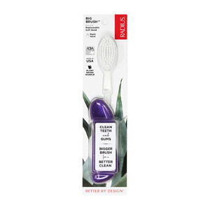 RADIUS Big Brush with Replaceable Head BPA Free & ADA Accepted Toothbrush Designed to Improve Gum Health & Reduce Gum Issues - Right Hand - Purple -