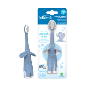 Dr. Brown's Infant-to-Toddler Toothbrush, Elephant, Blue, 0-3 Years