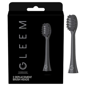 GLEEM Toothbrush Replacement Brush Heads Refill, Black, 2 Count