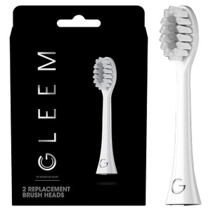 GLEEM Toothbrush Replacement Brush Heads Refill, White, 2 count
