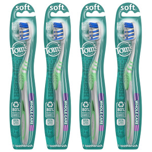 Tom's of Maine Whole Care Toothbrush, Soft, 4-Pack