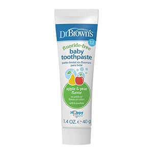 Dr. Brown's Fluoride-Free Baby Toothpaste, Safe to Swallow, Apple Pear, 1-Pack, 1.4oz/40g, 0-3 Years