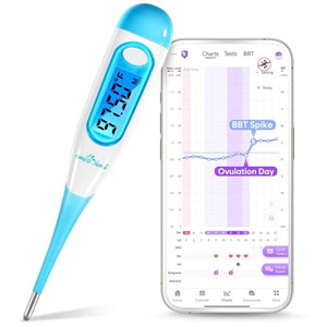 Easy@Home Digital Basal Thermometer for Ovulation: Backlight LCD Display 1/100th Degree High Precision BBT, Memory Recall, NOT Bluetooth Enabled  Sc