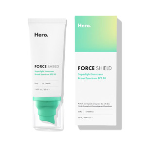 Hero Cosmetics Force Shield Superlight Sunscreen SPF 30 - Everyday Lightweight Sunscreen for Face & Acne-Prone Skin with Zinc Oxide - Fragrance Free