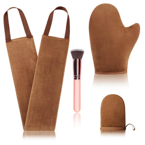 4 Pcs Self Tanner Mitt Applicator Kit - Self Tanning Mitt Glove,Self Tanner Back Applicator,Mini Face Tanner Mitt,Face Tanner Brush Soft Streak-Free