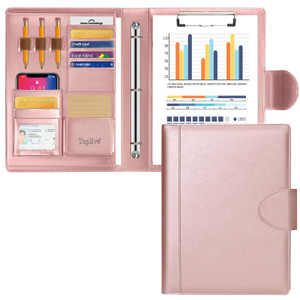 Toplive Portfolio 3 Ring Binder Padfolio Folder, Business Interview Resume Portfolio for Women Men A4/Letter Size Document Organizer with Clipboard R