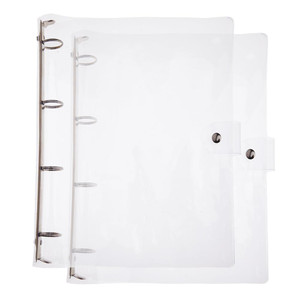 SUPERFINDINGS 2PCS Clear A4 Notebook Binder PVC Plastic Binder Covers 4 Rings Loose Leaf Binder 12.4x10.4x1.18inch Planner Binder Round Ring Clear Bi
