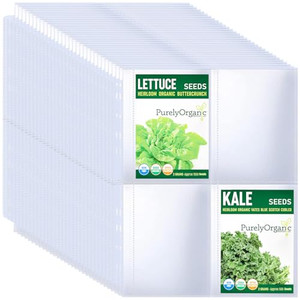 MUQING 30 Pack 120 Pockets Seed Packet Binder Sleeves, Garden Seed Storage Organizer Pages for 3 Ring Binder, Slot Size 3.5"x 5", Seed Saver Protecto