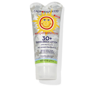 California Kids Sunscreen SPF 30 + | Super Sensitive (Unscented) | Kids Mineral Sunscreen | Face + Body | Titanium Dioxide | Travel Size | 82g / 2.9o