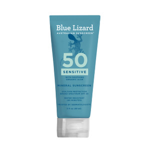 Blue Lizard SENSITIVE Mineral Sunscreen with Zinc Oxide, SPF 50+, Water Resistant, UVA/UVB Protection with Smart Cap Technology - Fragrance Free, 3 o