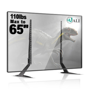 WALI Universal TV Stand 55 inch TV, TV Stand Mount for 22-65 Inch LCD Flat Screen TVs, Table Top TV Stands Holds up to 110lbs Mounting Holes up to 80
