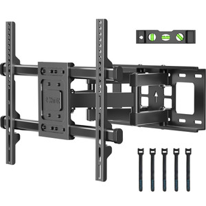 BONTEC Full Motion TV Wall Mount for 37-84 Inch TVs, Hold up to 132lbs, Max VESA 600x400mm, Swivel Tilt Dual Arms, Adjustable Viewing Angle, Fits 16"