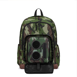 Super Real Bluetooth Speaker Backpack with 20-Watt Speakers & Subwoofer for Parties/Festivals/Beach/. Rechargeable, Works with iPhone & Android (Camo