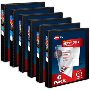 Avery Heavy-Duty View 3 Ring Binders, 1 Inch One Touch Slant Rings, 250-Sheet Capacity, DuraHinge, 1.4 Inch Wide Spine, Customizable Clear Cover and