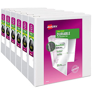 Avery Durable View 3 Ring Binder, 4 Inch Slant Rings, 6 White Binders (09801)