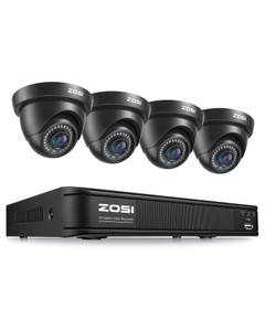 ZOSI 8CH H.265+ Home Security Camera System Outdoor, 8 Channel 1080p HD-TVI DVR & 4 x 720p Surveillance CCTV Dome Camera with Motion Detection, 80ft