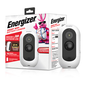 Energizer Smart 2K Outdoor Battery Security Camera, Wireless, Rechargeable, Weather-Resistant, Live View, 2-Way Audio, Night Vision, Motion Alerts, H